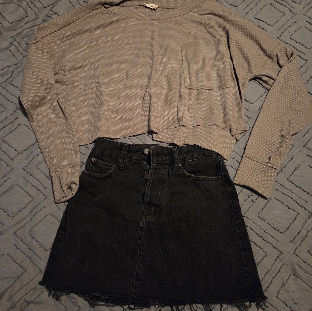 Bershka Black Denim Jean Skirt